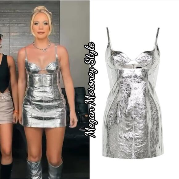 NWT NEW David Koma Metallic Crushed Leather Mini Dress - Picture 11 of 13